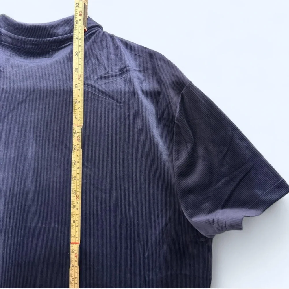 NWT True Religion XL Mens Velour Corduroy‎ Polo Shirt Y2K Streetwear Ribbed Blue